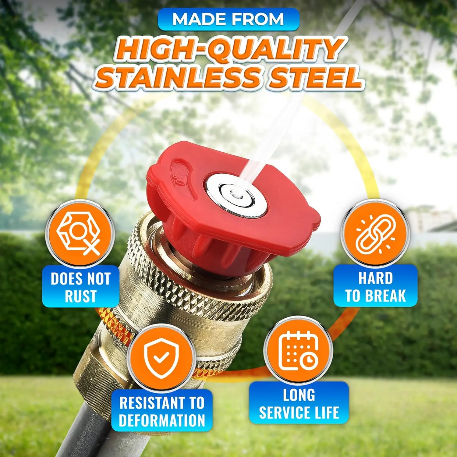 5Pcs Pressure Washer Nozzle Tips, 1/4" Quick Connect, 0° 15° 25° 40° 65° (Soap) Spray Angles for Car Wash, Patio, Driveway, Deck image 3