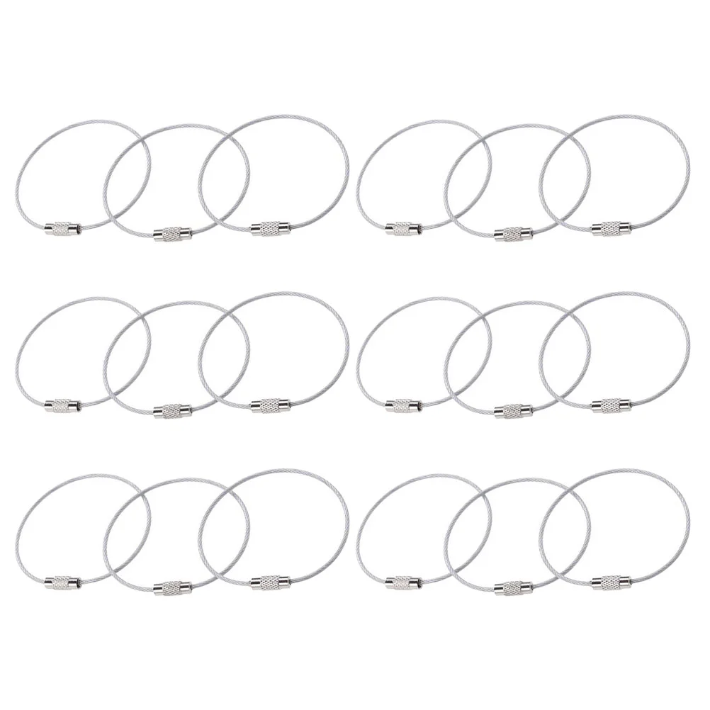 25 Pcs Key Chain Traveler Ring Man Labels Steel Wire Stainless Tags Keeper Loops