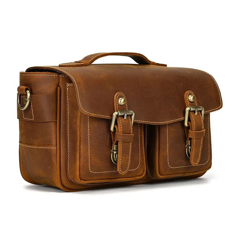 Private Label Waterproof Woman Vintage Photography Genuine Leather Crossbody Camera Bag