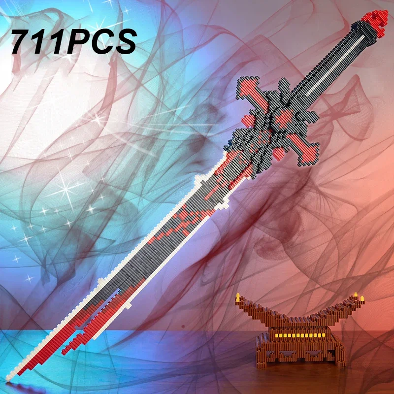 711PCS Samurai Sword Building Blocks Game Knife Weapon Model Assembly Bricks Desktop Decoration Children Birthday Gifts Boy Toys