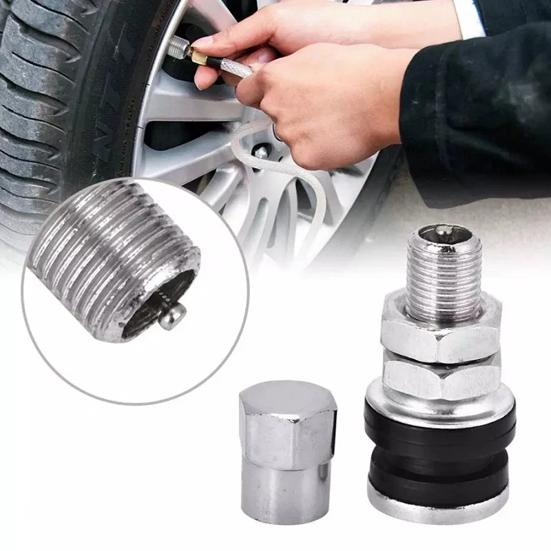 

2 Pcs Car Tire Valve Short Stems Metal Silver Vacuum Tire Valve Stems Auto Replacement Parts For Cars Motorcycles Lawn Mowers