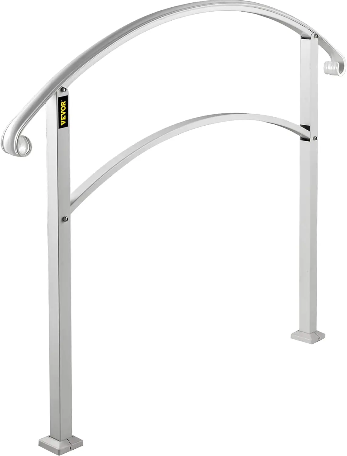 Happybuy Handrails for Outdoor Steps, Fit 1 or 4 Steps Outdoor Stair Railing, White Wrought Iron Handrail.