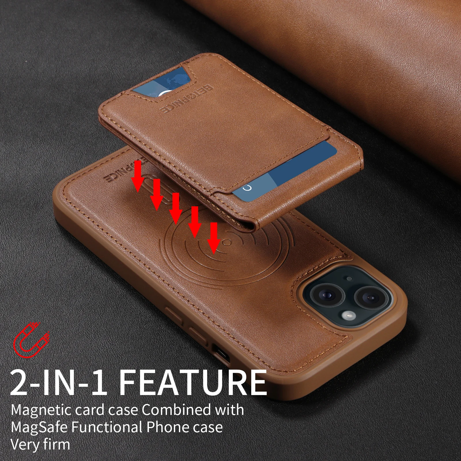 

2 in 1 Detachable Cards Bag Magnetic Leather Case for iPhone 16 Pro Max 16E 11 12 13 14 15 Plus Portable Vertical Wallet Case