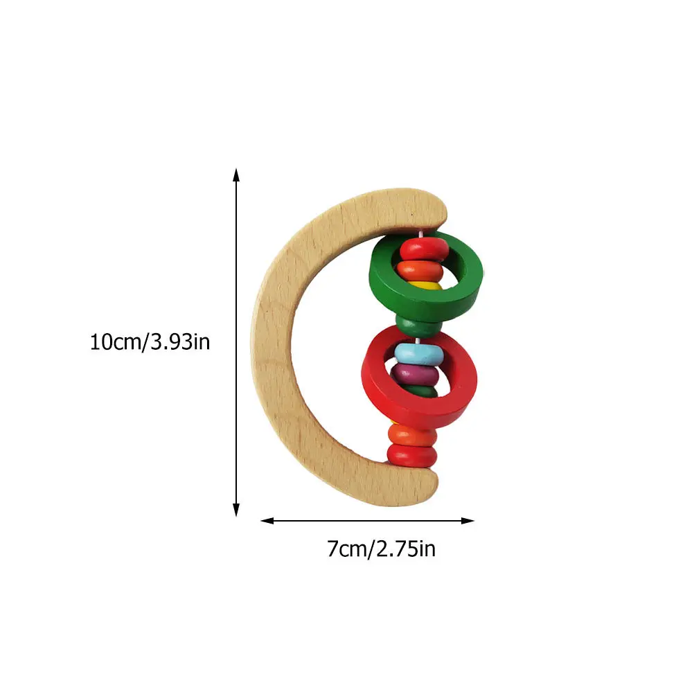 2 قطعة خشخيشة خشبية ملونة الطفل Handbell ألعوبة تعليمية مبكرة للتطوير الحسي للرضع والتنسيق بين اليد والعين