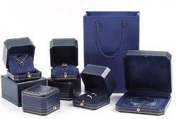 High-grade Octagonal Jewelery Box Necklace Bracelet Ring Box Jewelry Organizer PU Leather Gold Lace Snap Jewelry Storage Box