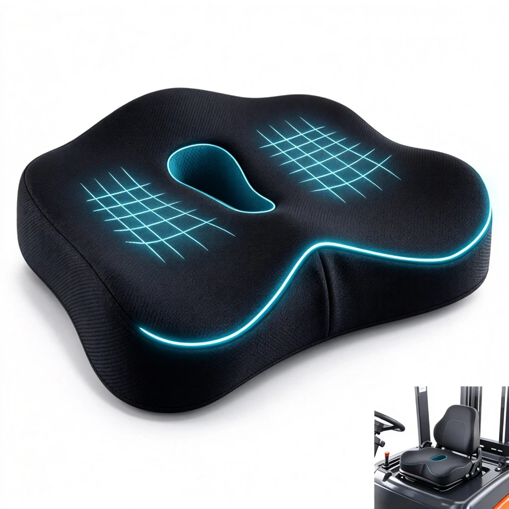 1pc Memory Foam Seat Cushion - 3D Ergonomic Support| Light Green Grey Black Washable Polyester Car Office Essentials