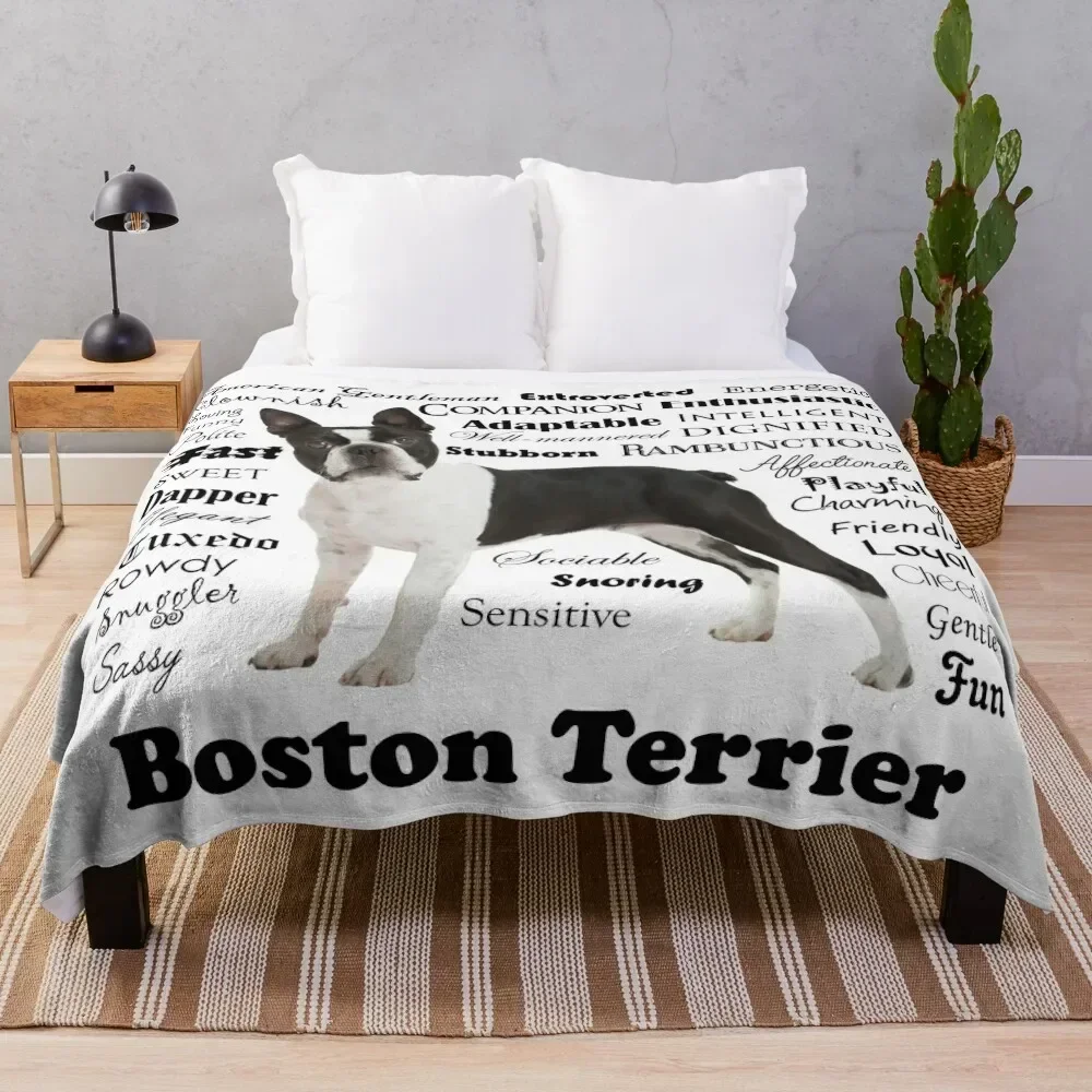 

Boston Terrier Traits Throw Blanket Men's Soft Warm Throw Blanket for Couch
