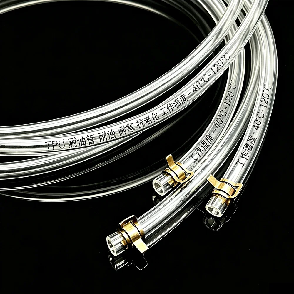 ID 4mm~16mm Clear TPU Diesel Fuel Tube & Galvanized Clamps Oil Resistant Engine Fuel Hose for Auto Motorcycle Oil Transfer