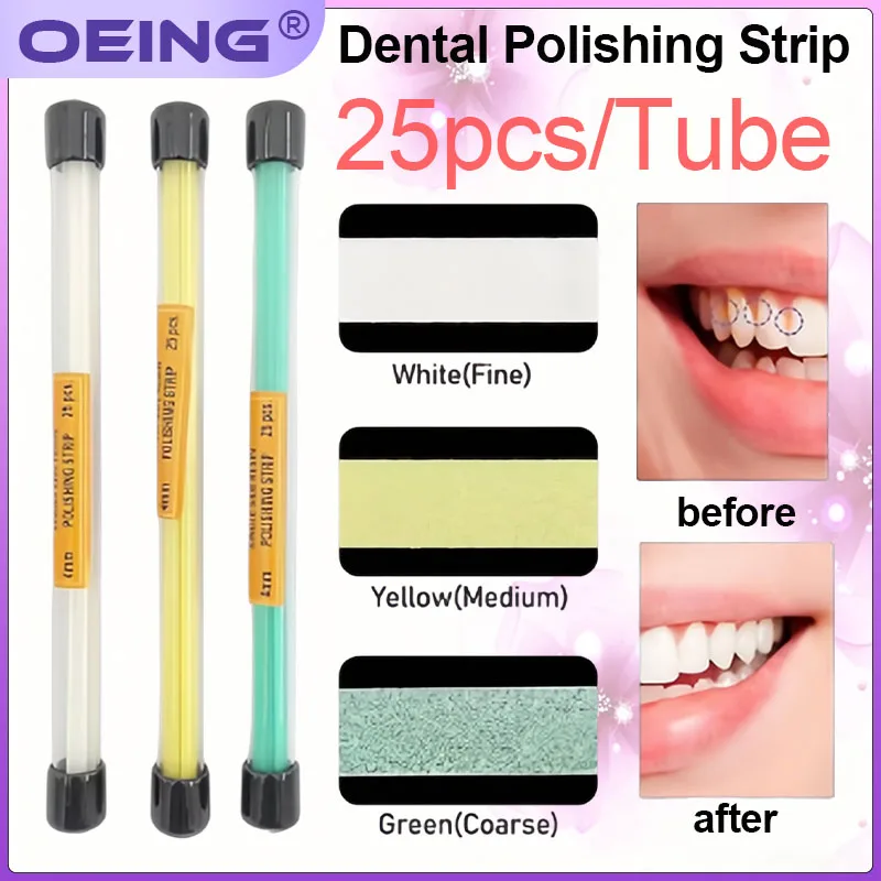 

25Pcs Dental Rainbow Polishing Strips, Polyester Abrasive Strips, Single-Sided Resin Abrasive Strips for Enamel Removal