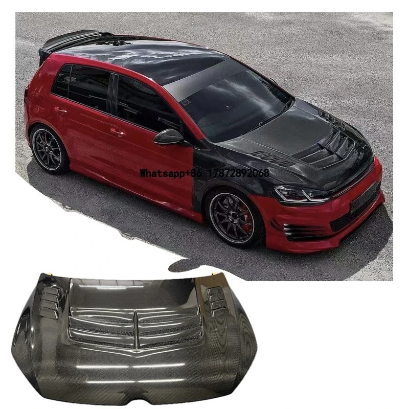 New Golf MK7.5 GTI R 2014-2019 Wet Carbon Fiber Screw-On Hood Screws V Style Forge Carbon Fiber Bonnet