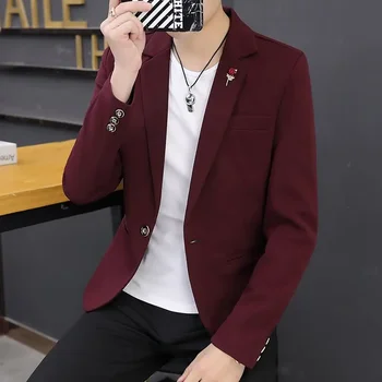 Korte Dunne Herenpakken En Blazers Feest Rood Slim Fit Cropped Jassen Jack Voor Heren Luxe Designer Casual Origineel Van Hoge Kwaliteit