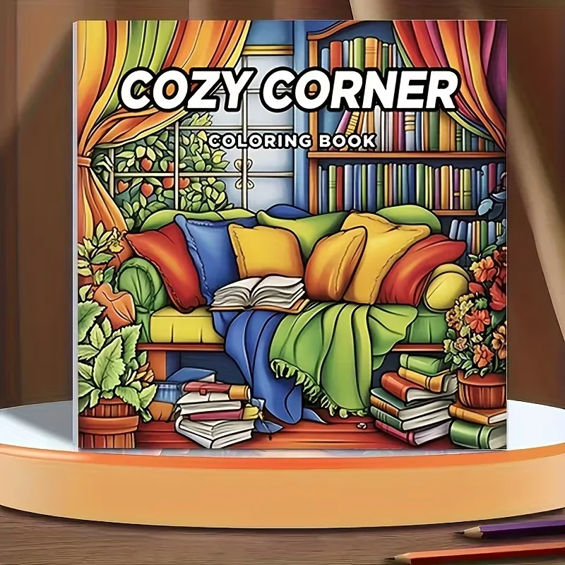 Cozy Corner Coloring Book Warm Hygge Illustrations for Adults Stress Relief Relaxation Art Therapy Gift