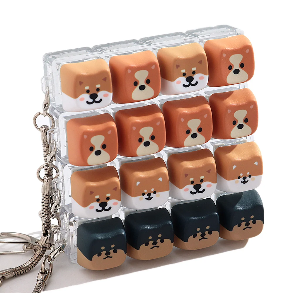 4Keys Niedlicher Shiba Inu Hund Schlüsselanhänger Rucksackanhänger Desktop-Zubehör Fingerspitzen-Büro-Dekompressions-Druckwerkzeug