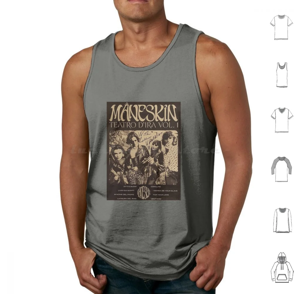 Maneskin Tank Tops Print Cotton Maneskin Tape Music Damiano Damiano David De Angelis Ethan Torchio Thomas Raggi