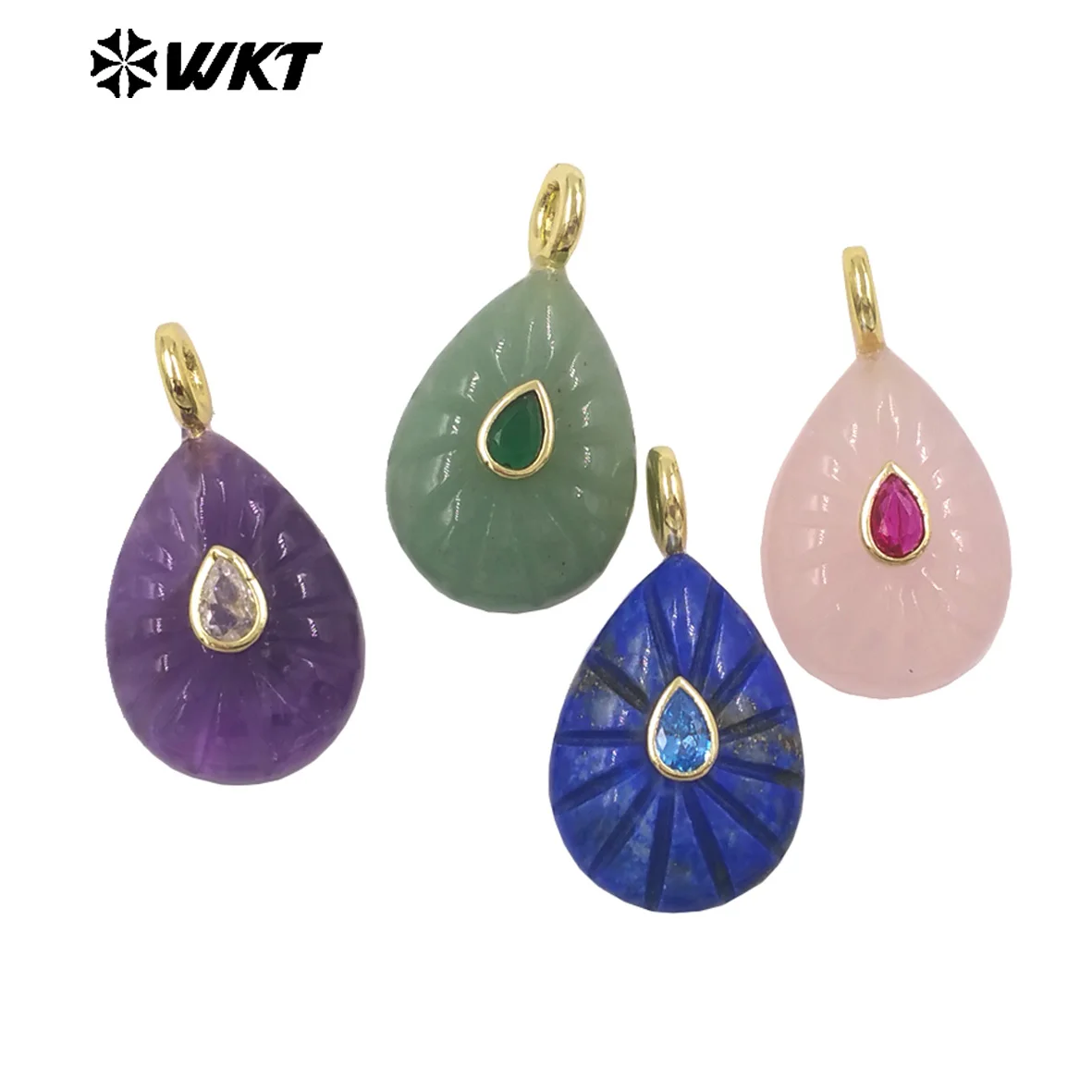 WT-P2142 Splendid Intricate Gemstone Micropave Pendant With 18K Real Gold Plated For Women Special Jewelry