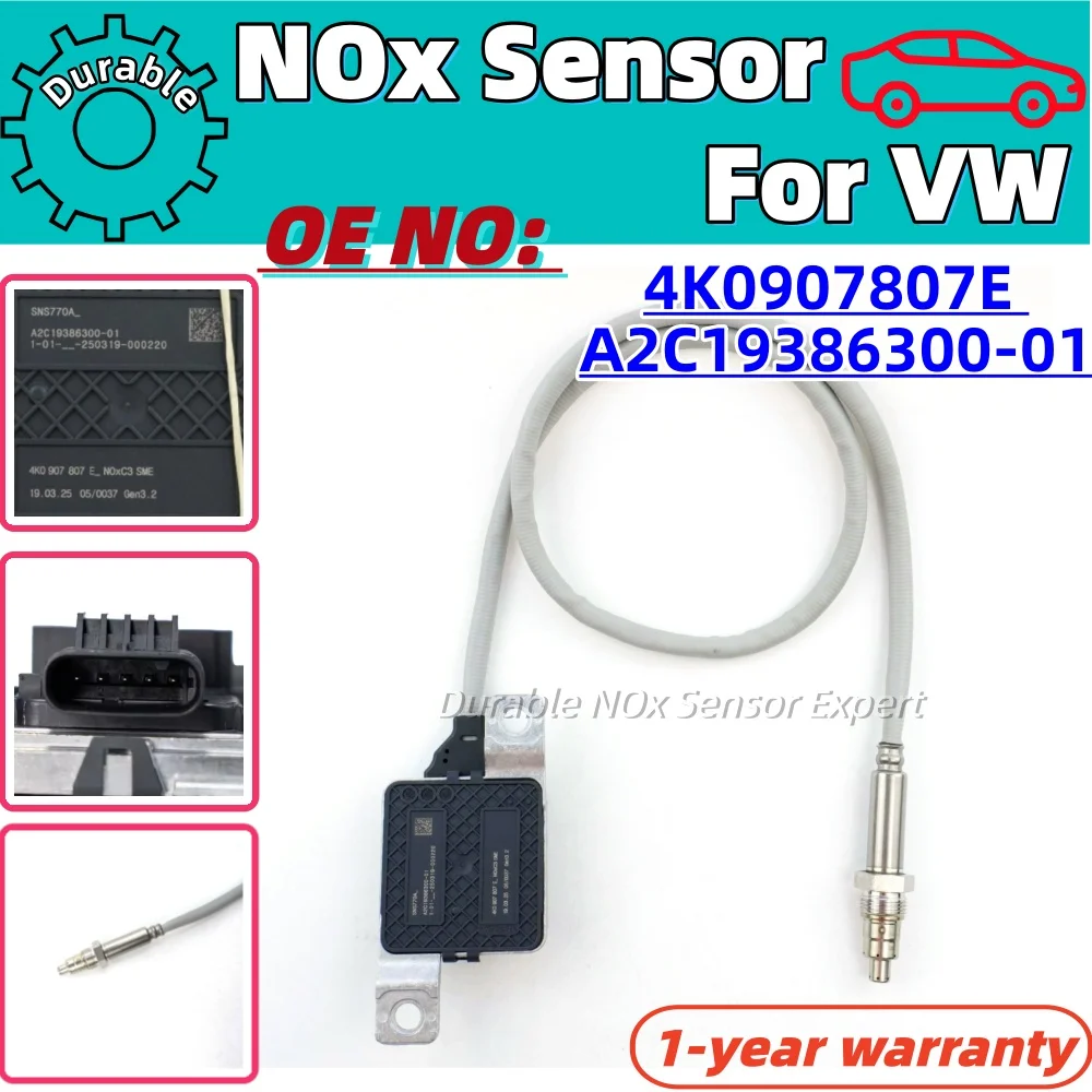 

NOx Sensor 4K0907807E SNS770A A2C19386300-01 12V for Audi A6 C8 3.0TDI Diesel