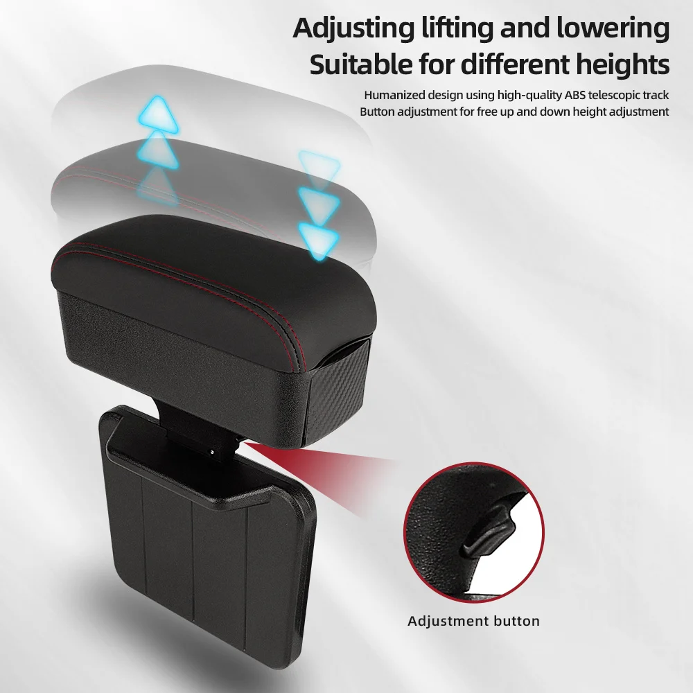 Car Armrest Box Organizer Adjustable Height Elbow Rest Pad Storage Box Universal Interior Arm Rest Seat Gap Organizer