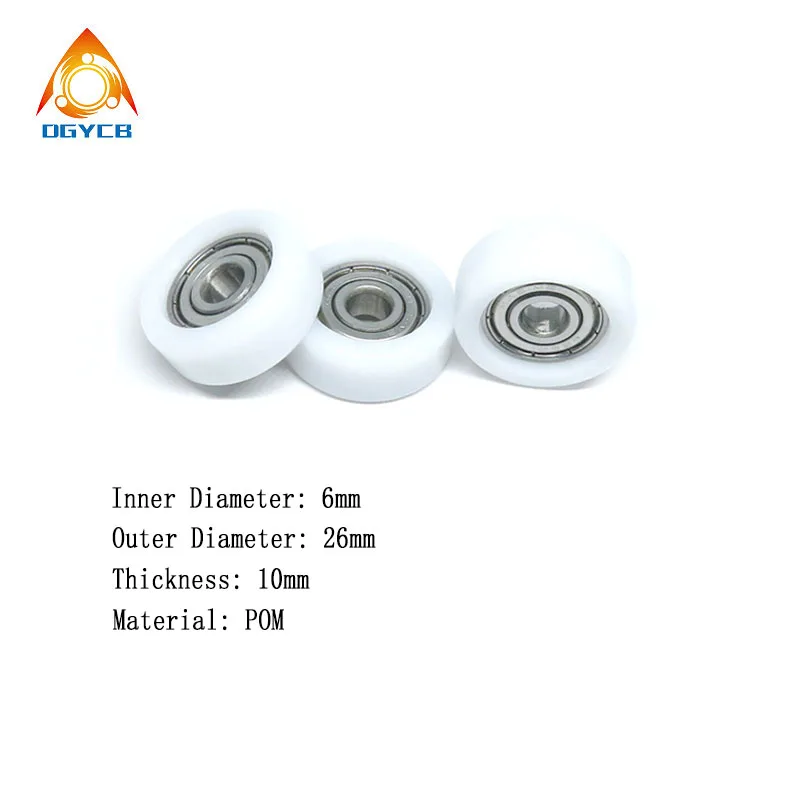 1pcs 626ZZ POM Coated Bearing Roller 6x26x10 BS62626-10 Plastic Bearing 26mm Diameter 6mm Bore Sliding Converyor Wheel 6*26*10