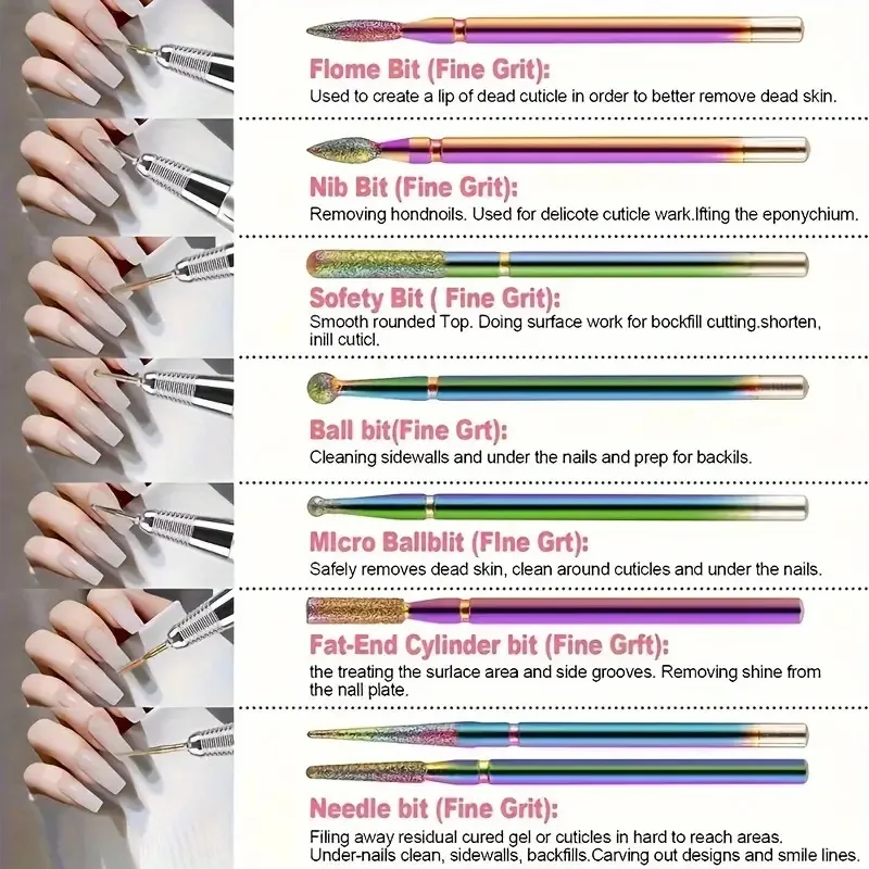 13Pcs/Box Professional Ceramic Nail Drill Bit Set Electric Manicure Nail File Bit For Acrylic Gel Nails And Cuticles
