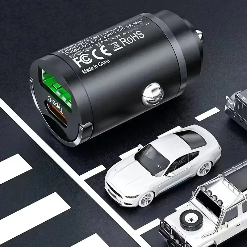 200/100W USB C Quick Charge Pull Ring Fast Charging Mini Car Charger USB Phone Adapter For IPhone Xiaomi Samsung Huawei WORLDKPI