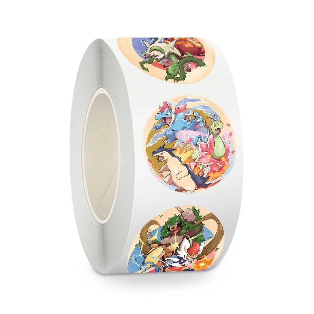 

500pcs/roll Cool Evolved Pokemon Cartoon Sealing Stickers Funny Anime Sticker Decoration Water Bottle Suitcase Phone Decals Gift