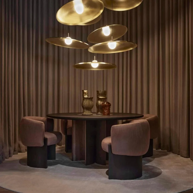 &Luxury Modular Design Dining Chair Mid Century High Back Armchair with Velvet Upholstery Wood Legs Hotel Mall Use