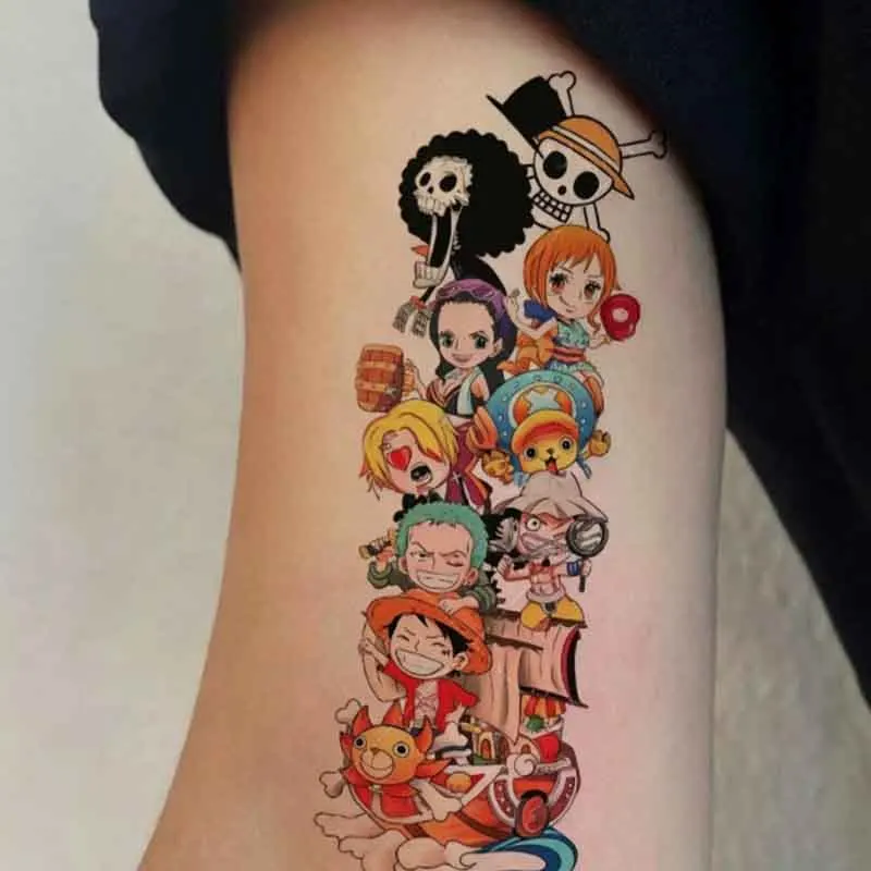 One Piece character tattoo decals for arm tattoos  colorful Luffy designs. Long-lasting arm stickers and paintings The best gift - view 4