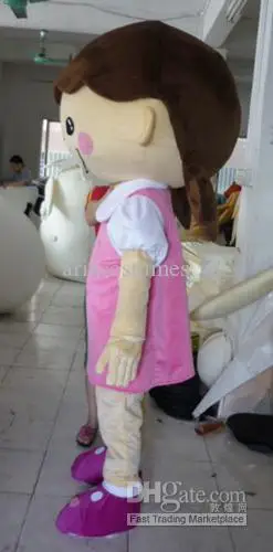 Costume della mascotte del fumetto della ragazza sveglia della schiuma di vendita calda Costume della mascotte di Halloween del vestito operato di natale della peluche