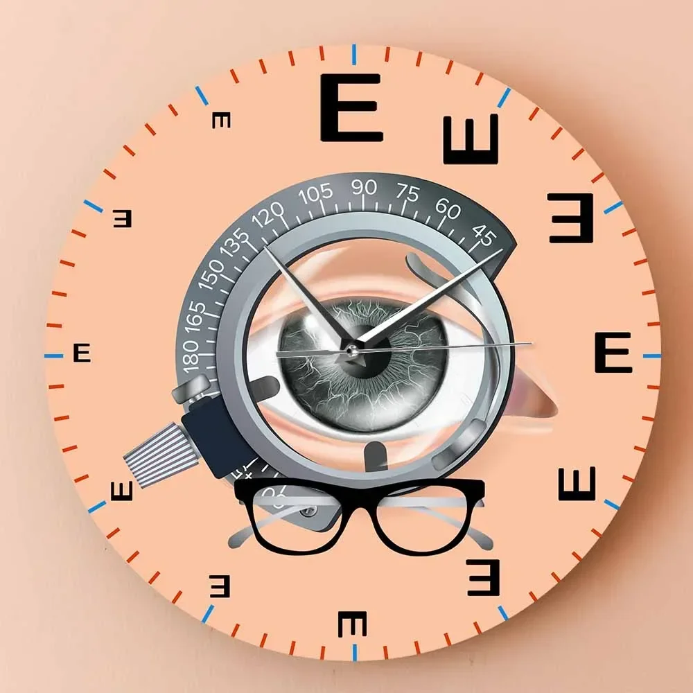 Medical Eye Chart Test Exam Inspired Wall Clock For Doctor Clinic Office Sight Check Optometry Decorative Clock Optometrist Gift