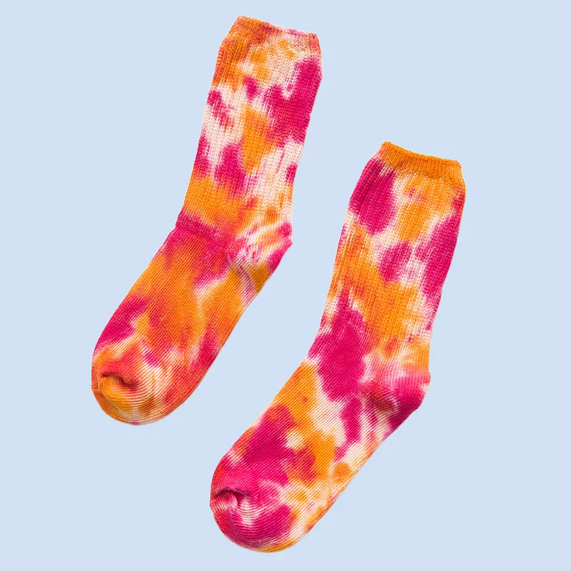 5/10 Pairs Japanese Double Needle Pile Tie-Dye Middle-Tube Trendy Socks Tie-Dye Middle-Tube Cotton Socks