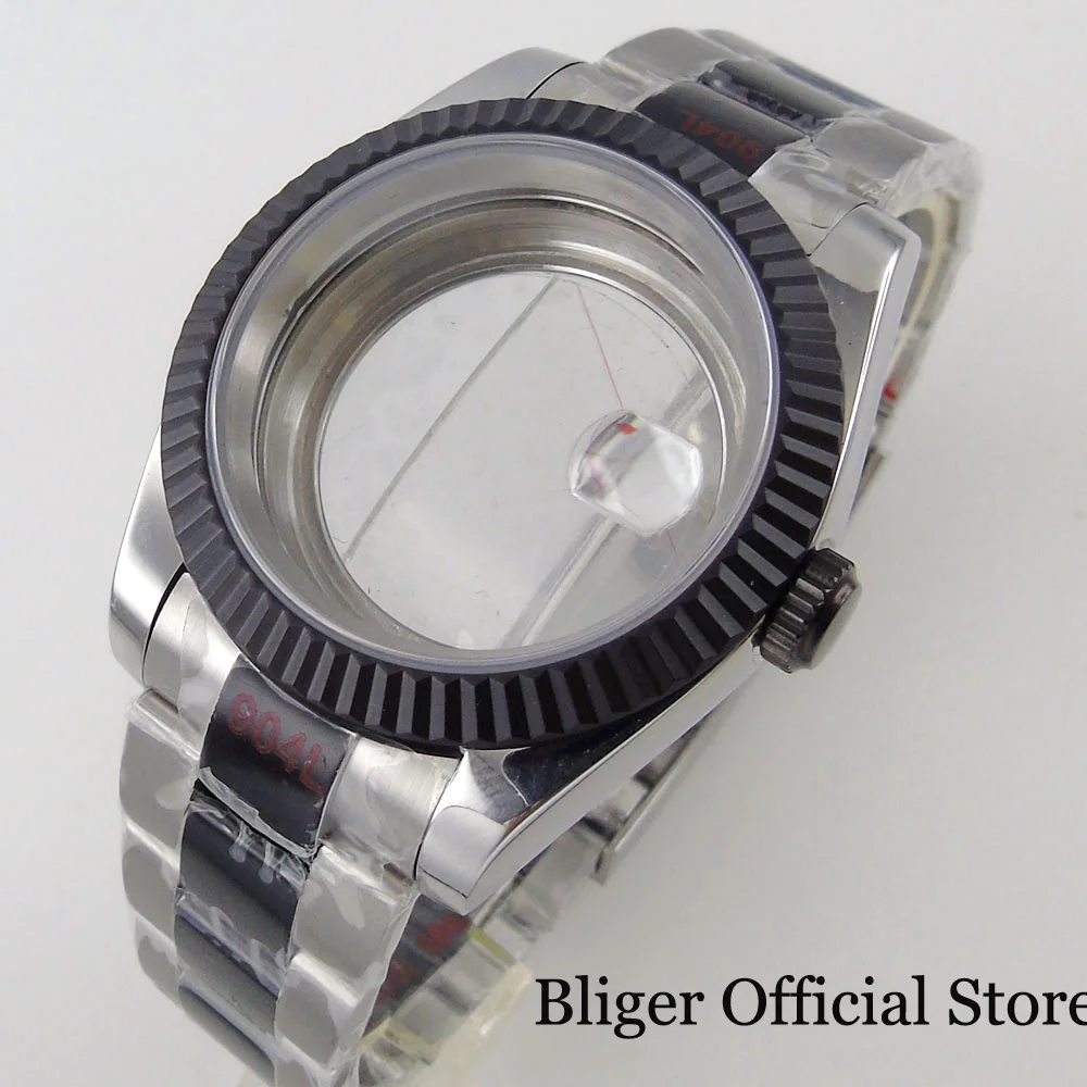 

BLIGER 36mm 39mm Fluted Black Bezel Watch Case Brushed Band fit NH35 NH36 ETA2824 PT5000 ST2130 miyota 8215 821a mingzhu dg 2813