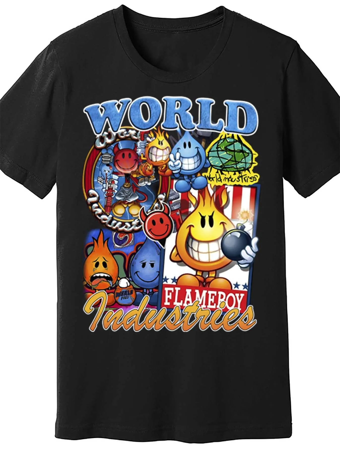 Мужская футболка World Industries с рисунком Wet Willy — забавный мультяшный дизайн, черная футболка с коротким рукавом, повседневная и удобная посадка, машина