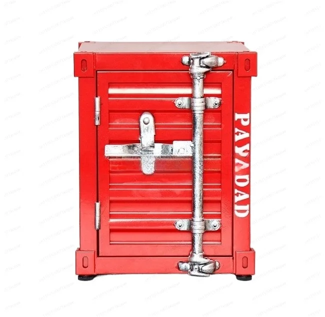 

Container Iron Bedside Table - Lockable Storage Cabinet for Home & Hotel