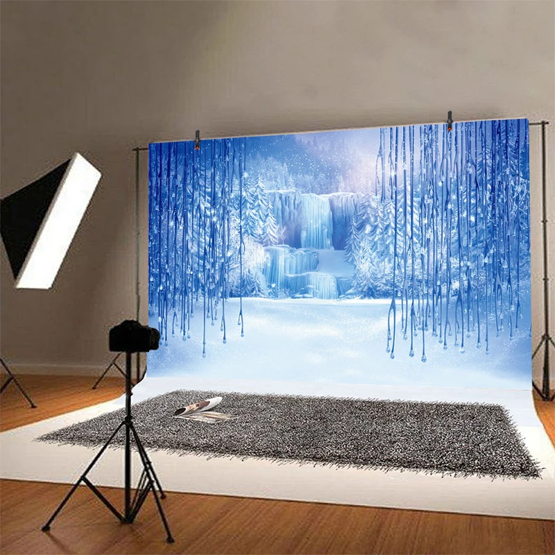 Snow Queen Backdrop Winter Forest Kids Happy Birthday Party Photography Background Photographic Photo Banner