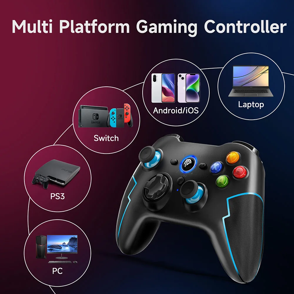 EasySMX 9013 Pro 2.4G Wireless Gamepad, Bluetooth Gaming Controller for PC, PS3, iOS/Android Phone, Smart TV, with Hall Triggers