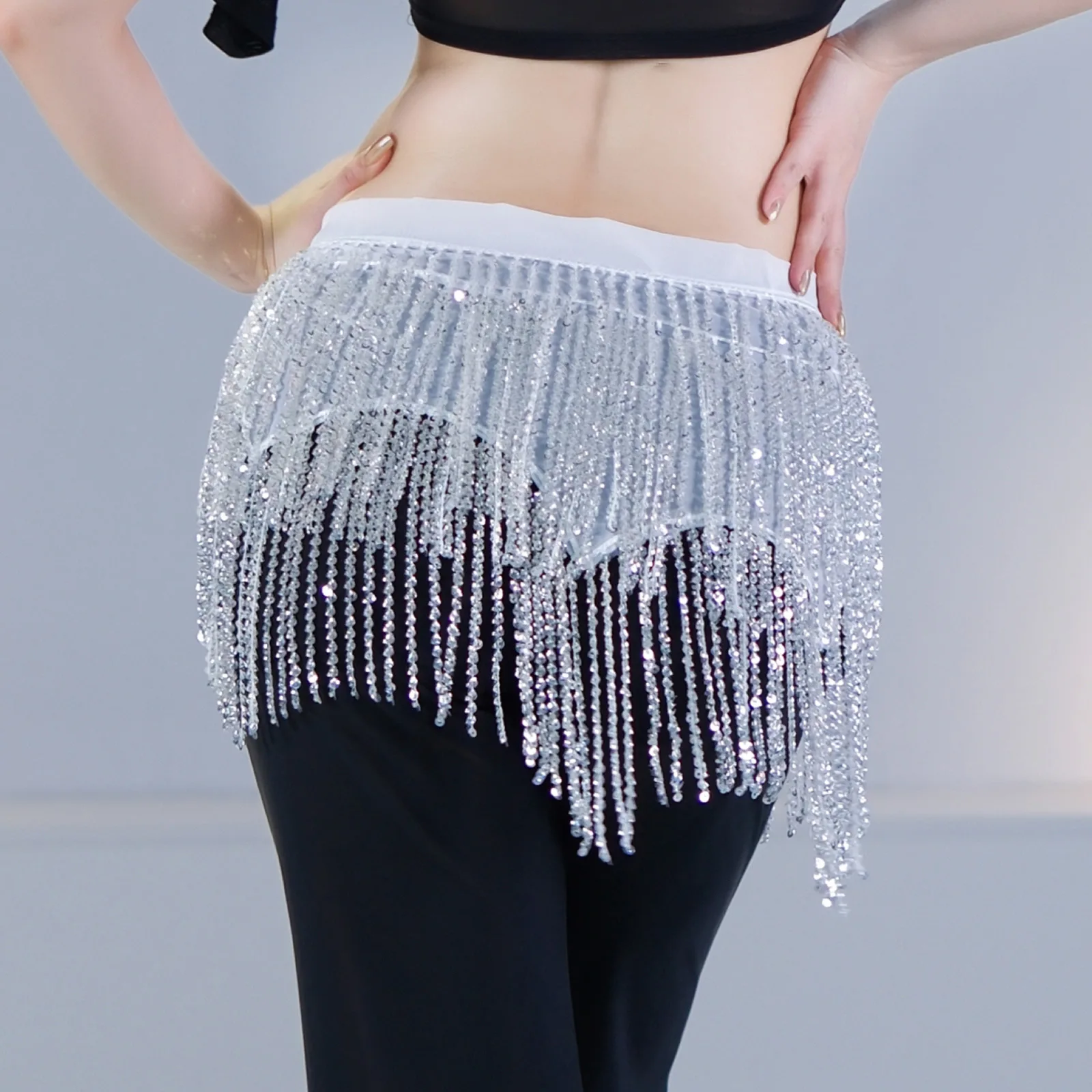 Women's Belly Dance Beads Tassel Luxury Shining Hip Scarves Tassel Waist Belts For Girls Dance Performance Belly Dance Costume