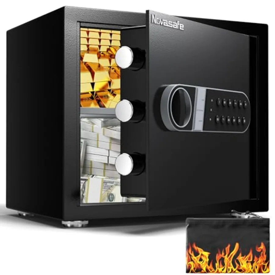 

Домашний сейф с ключом, огнестойкий, водонепроницаемый, для денег, офисный, с защитой от кражи, с цифровой электронной клавиатурой