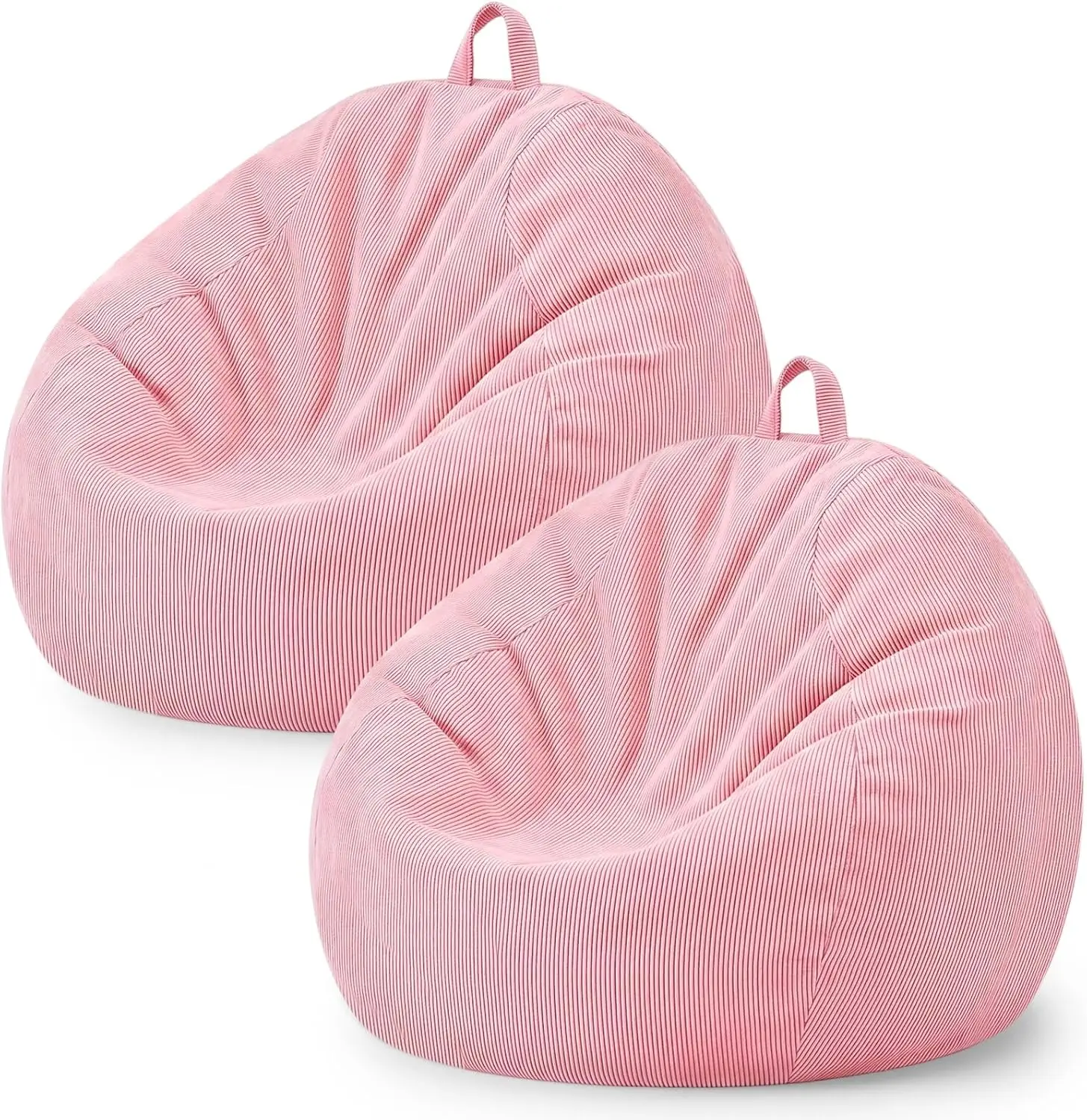 

Two Pack Stuffed Animal Storage Bean Bag Chair Cover Washable Giant Pink Corduroy Floor Cushion for Adults