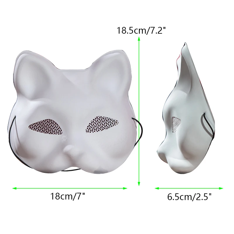 1pc Mesh Yarn Eyes Cat Face White Mask Matte Fox DIY Blank PVC Masks Halloween Party Masquerade Cosplay Dress Up Props Mask