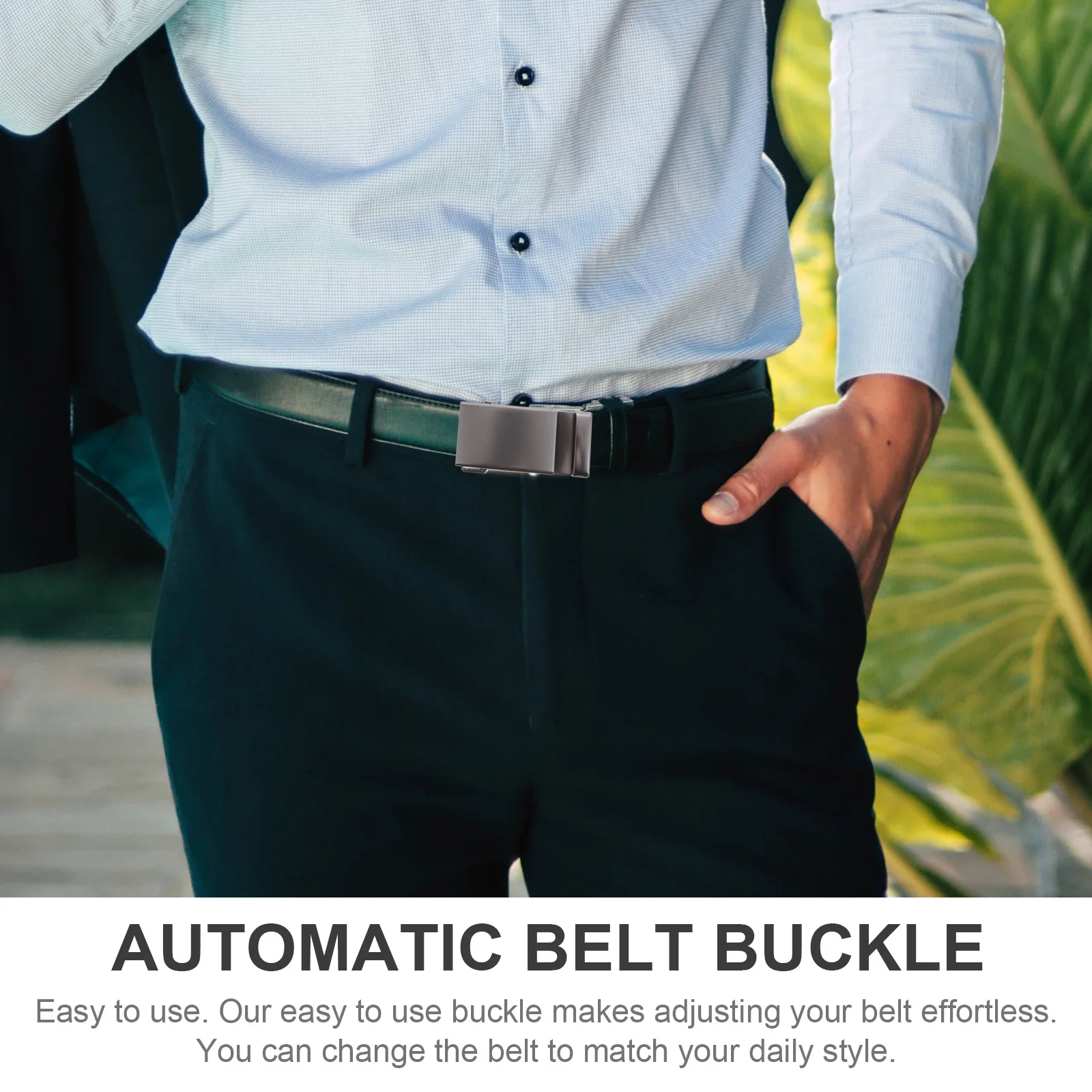 1 قطعة حزام أوتوماتيكي للرجال سبيكة اسئلة مشبك سهل ضبط صالح أحزمة رجالي حزام أبازيم أسود الأعمال لباس غير رسمي #4