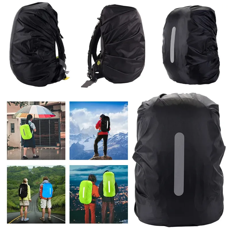 New Reflective Waterproof Backpack Rain Cover Outdoor Night Cycling Safety Light Rain Cover Wear Resistant Bag Camping Hiking