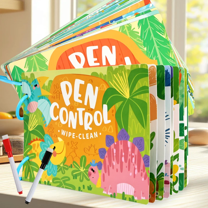 Children Pen Control Books Montessori Learning Toys Tracing Writing Painting Wipe Off Activity Workbook Educational Toys