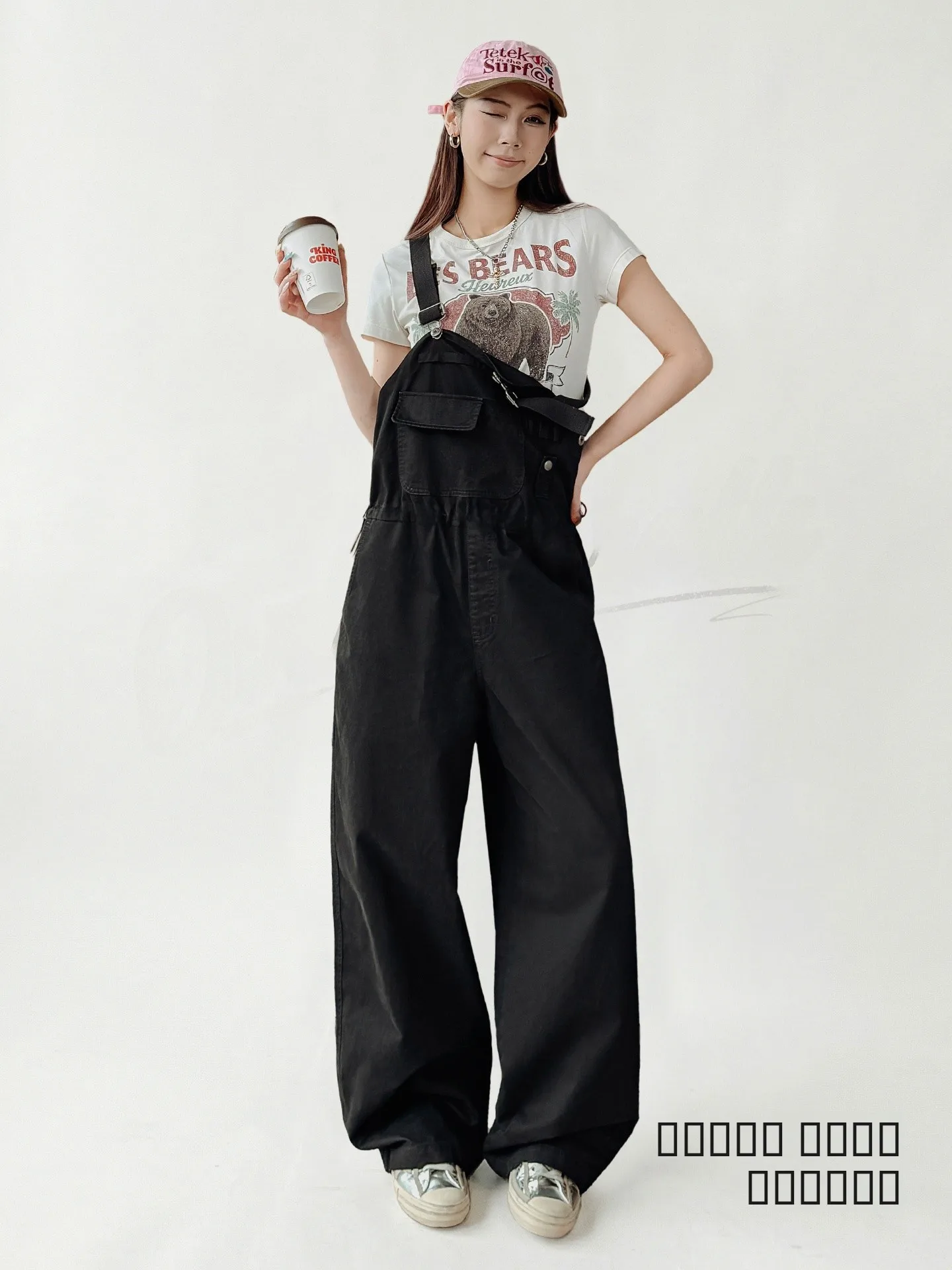 

Maden American Sle Bla Wide Leg Straight Workwear Overalls Slimming Waist Pure Cotton Strap Pants Women's Spring