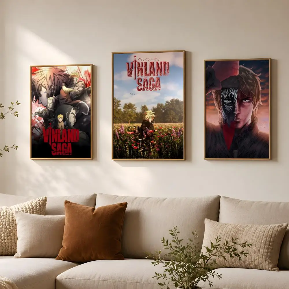 Manga V-Vinland Saga-a Poster Vintage Self Adhesive PP Wall Art for Living Room Bar Bedroom Home Decor Gift