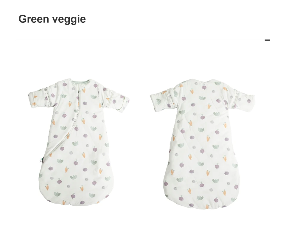 Sleeping Bag For Babies 0-24M Soft Cotton Breathable 2-Ways Zipper Cute Animal Print Baby Sleeping Bag With Removable Sleeves