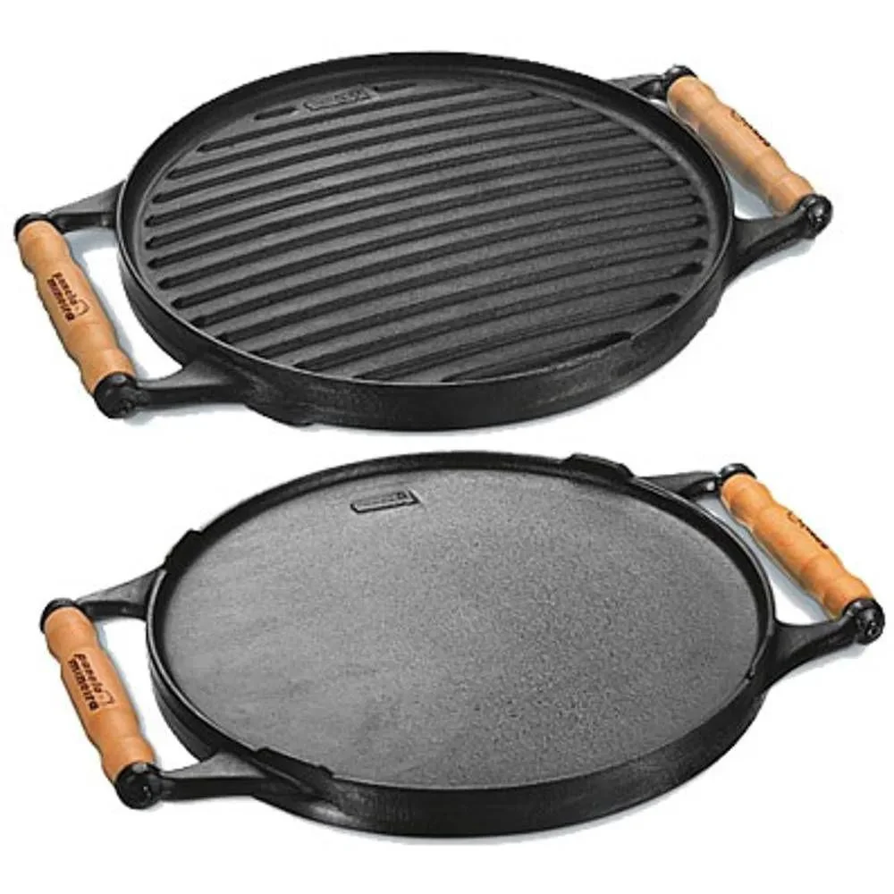 300 mm Round Double-sided Plate-Wooden Handle