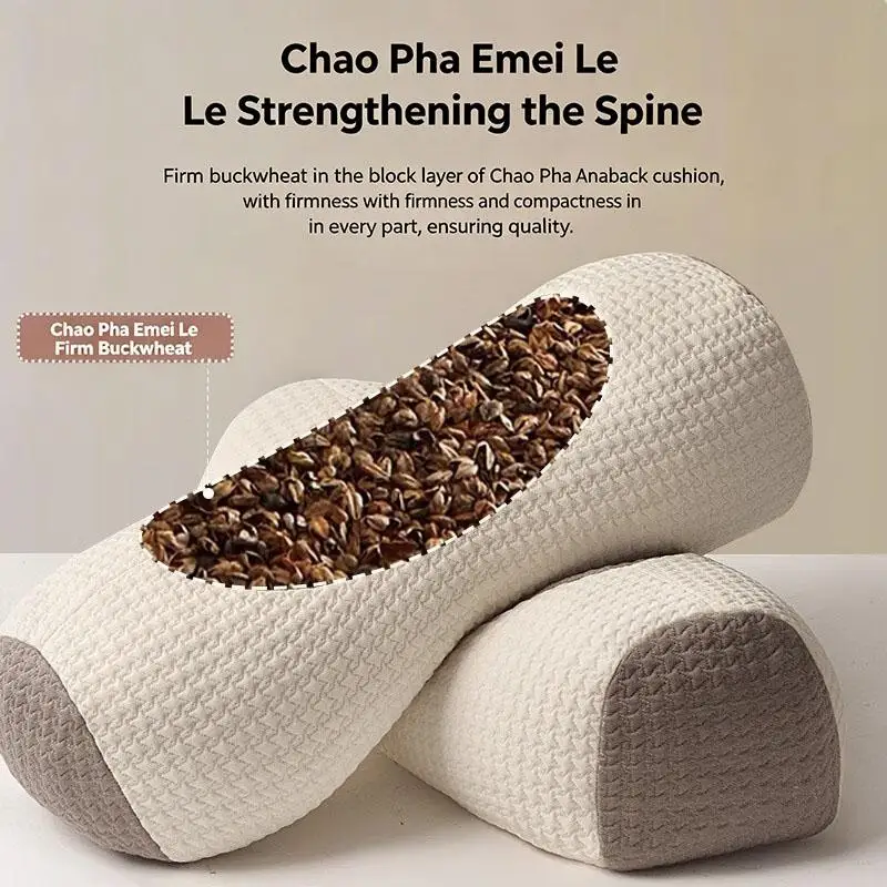 Organic Cylindrical Buckwheat Pillow Breathable Cervical Vertebra Pillow for Neck Pain Relief Side Back Sleepers
