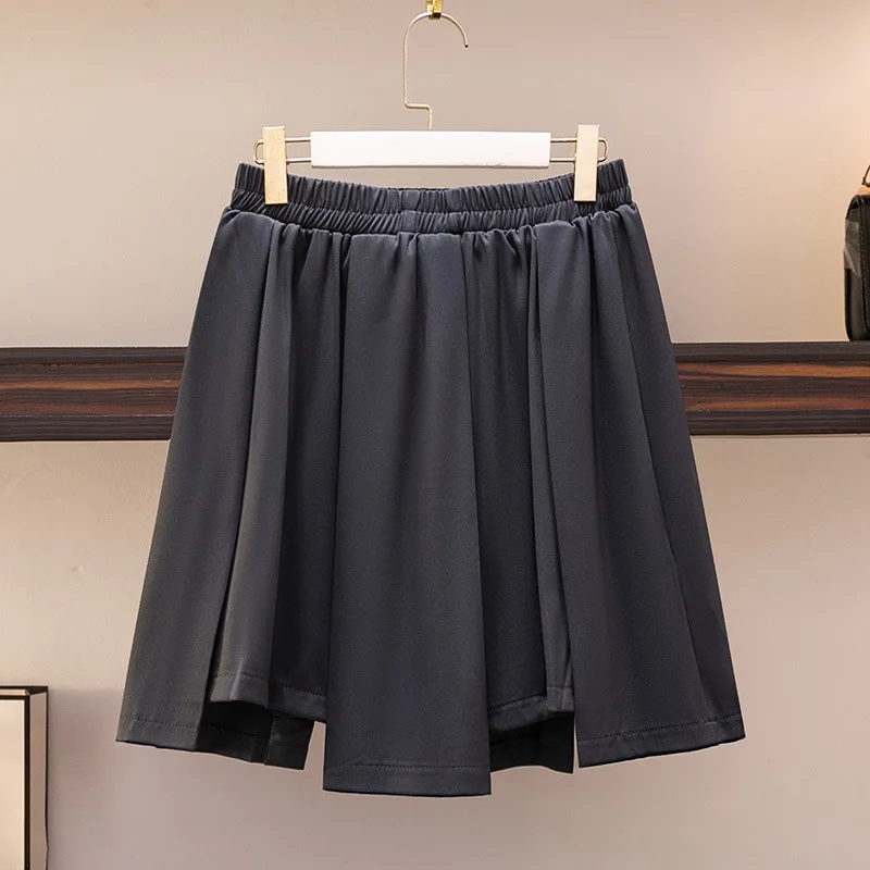 New 2022 Summer Plus Size Pleated Skirt For Women Large Size A-line Gray Irregular Mini Skirts 3XL 4XL 5XL 6XL 7XL