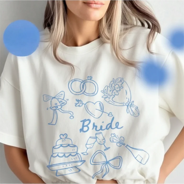 

Bride Text Design Casual Loose round Neck Short Sleeve T-Shirt for Wedding Season Fashion Party Gift Bridal Graphic Tops Tees