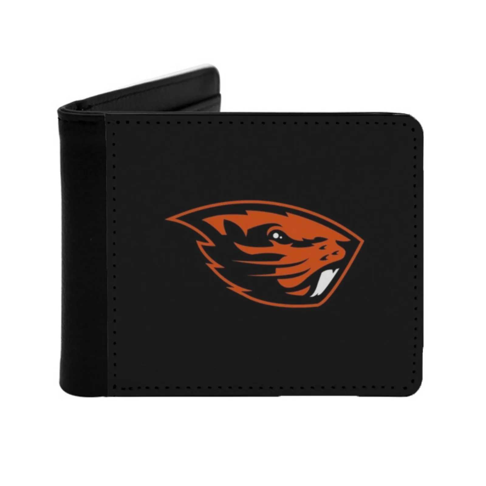 The Beavers Oregon State Icon Personalized Men's Leather Wallet Credit Card Pouch Purse Logo Sport Personalized Print Vintage